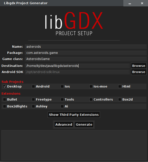 LibGDX project setup